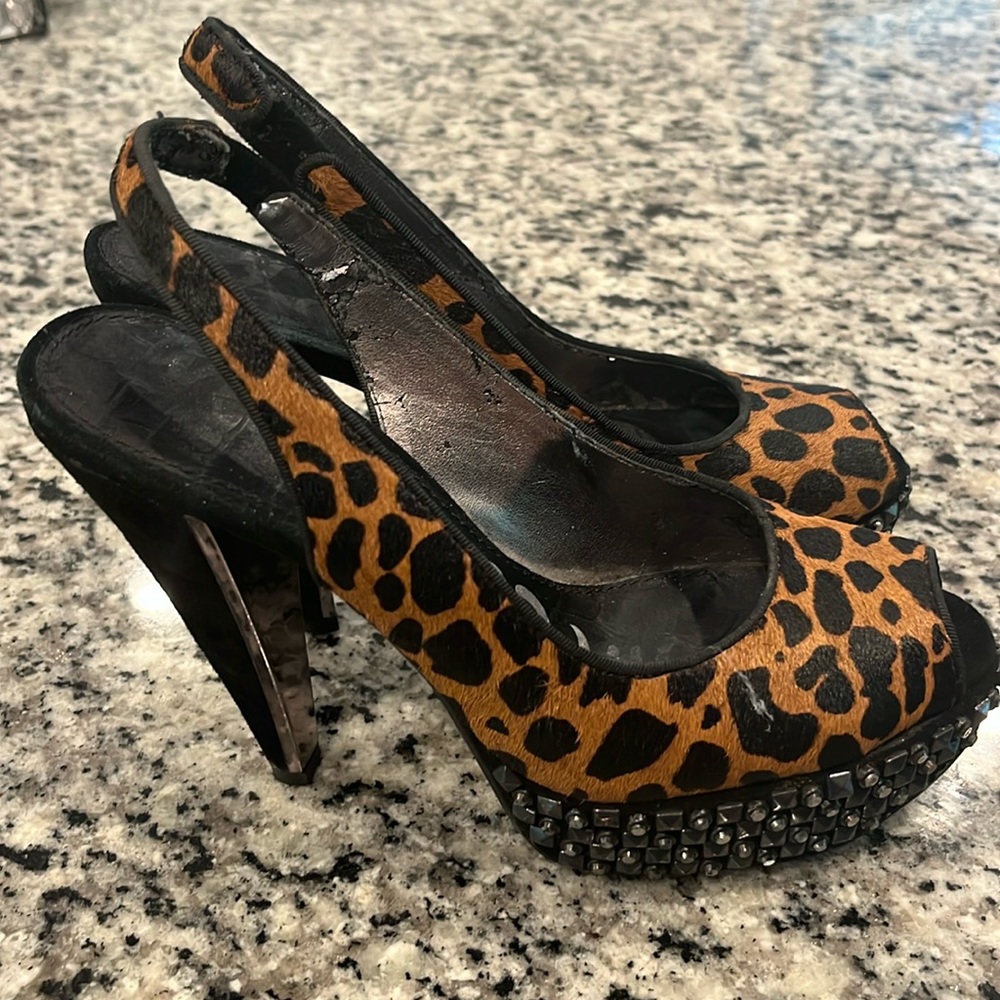 Sam Edelman Platform Leopard Print Studded Heels